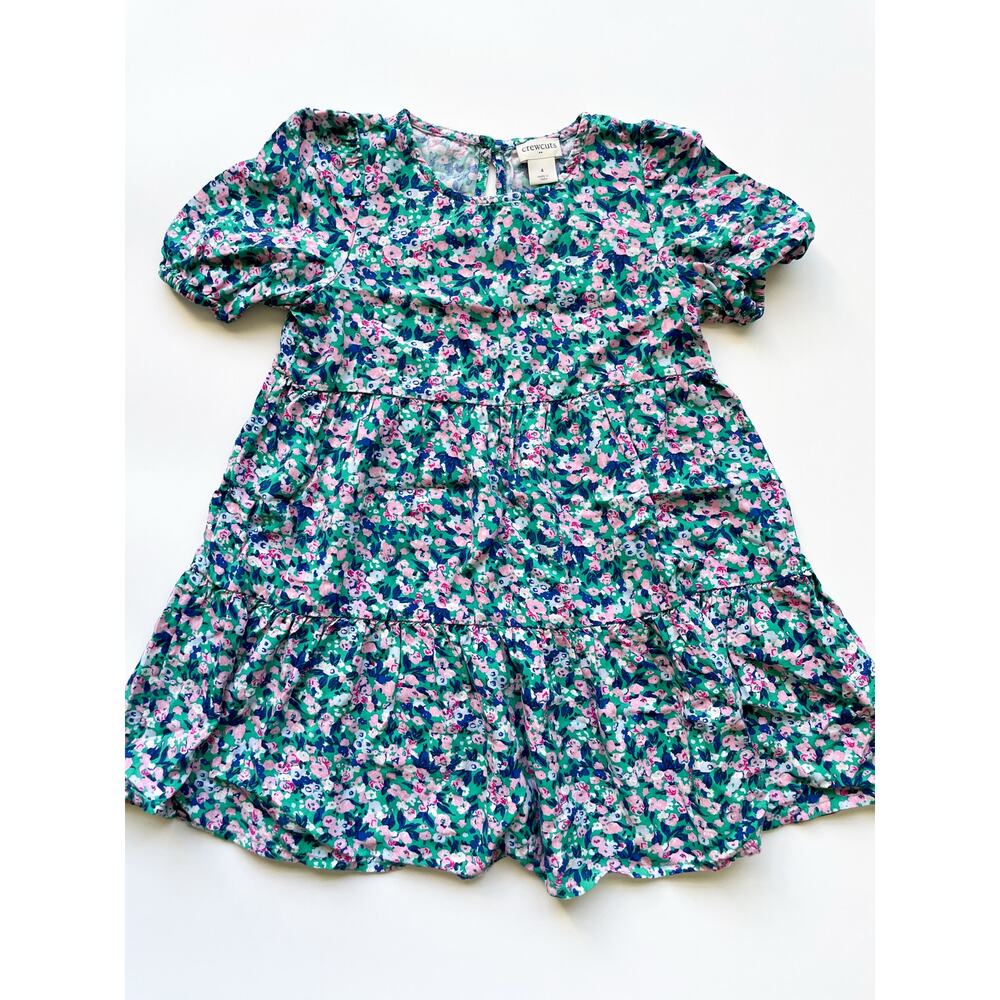 Toddler Girl's Crewcuts Blue and Green Floral Dress Size 4